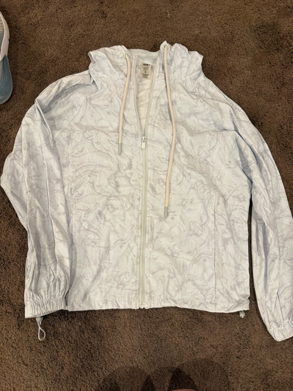 Mono B Marble-Print Light Gray Zip Hoodie